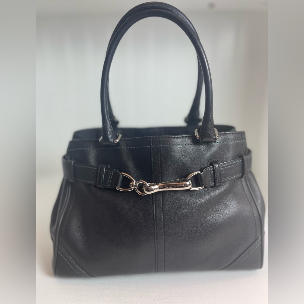 Coach black leather handbag